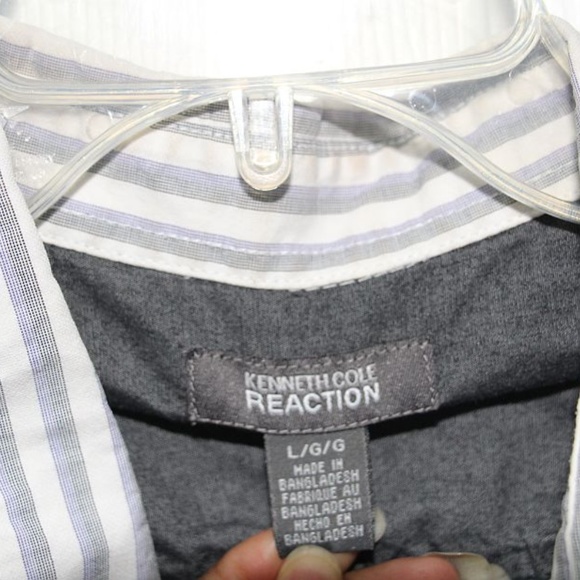 KENNETH COLE REACTION Striped Button Front Shirt L - Picture 2 of 8